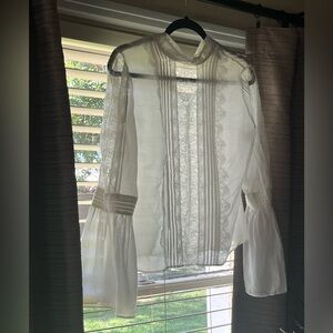 White House Black Market Lace Trim Blouse